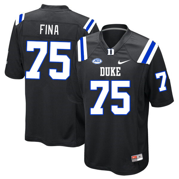 Men #75 Bruno Fina Duke Blue Devils College Football Jerseys Stitched-Black